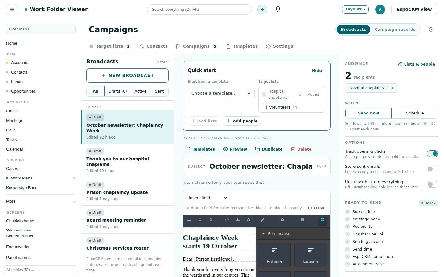 WorkFolder FaceLift screen