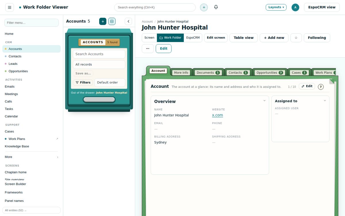 WorkFolder FaceLift screen