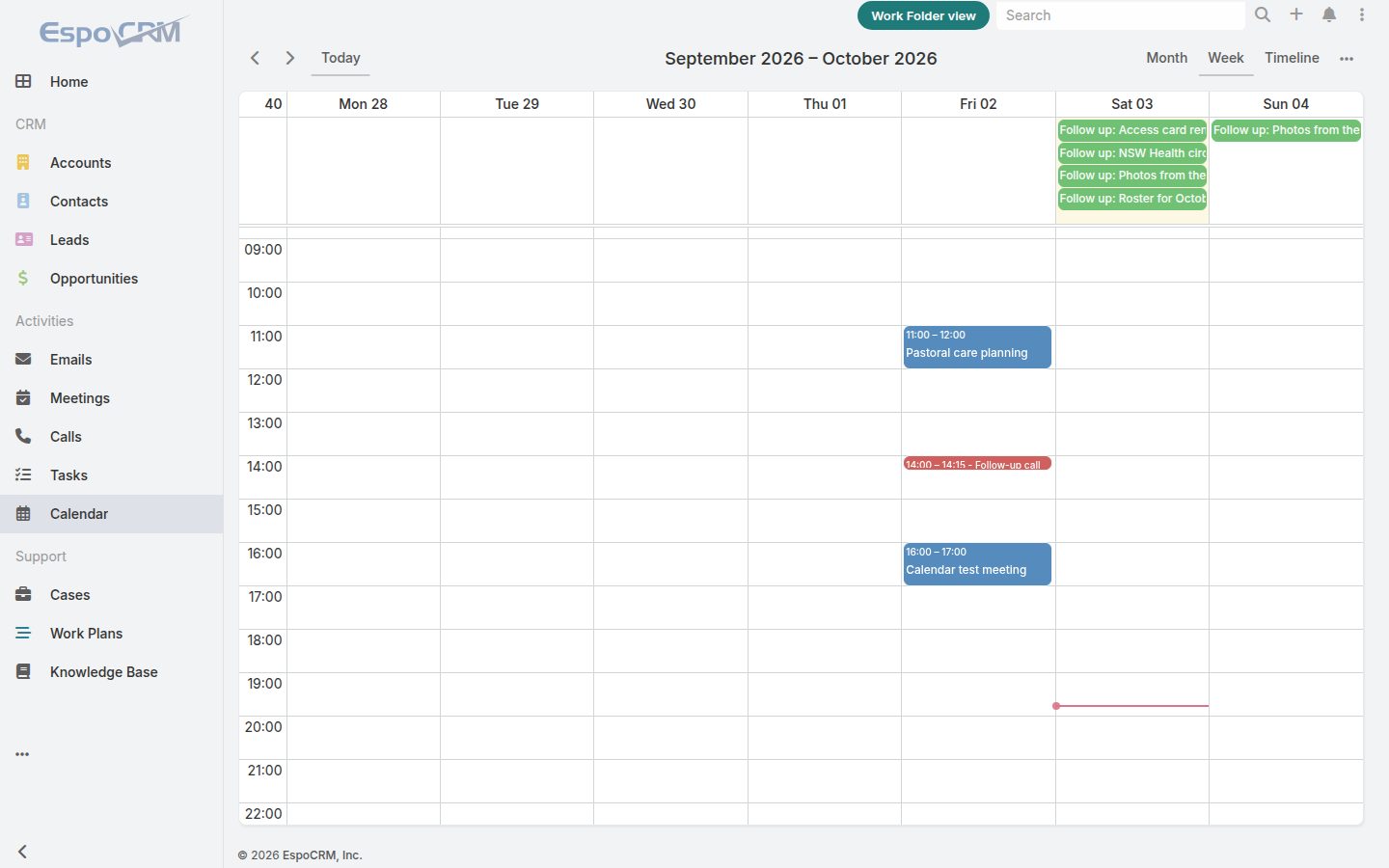 Standard EspoCRM: Calendar