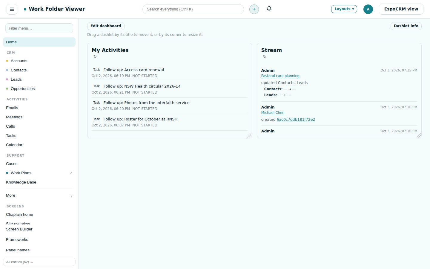 WorkFolder: Dashboards