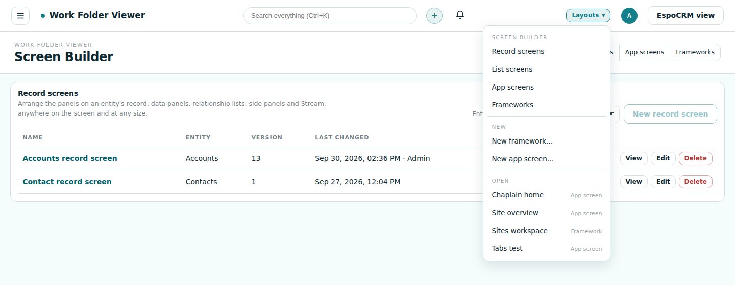 WorkFolder Plus Developer Edition screen